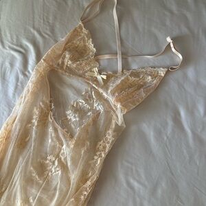 Elegant Cream Lace Slip Dress